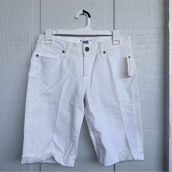 PAIGE Women’s White Denim Bermuda Shorts Size 27 Anthropologie NWT - Picture 2 of 14
